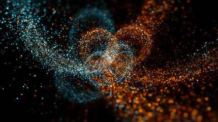 Abstract particle collision background with swirling dots and dynamic energy, creating a visually stunning and captivating effect, ideal for modern designs