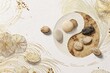 © BYAI - Unique arrangement of stones with artistic wave patterns and floral designs creating a peaceful composition