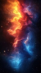 Wall Mural - colorful nebula swirling in outer space with vibrant hues of orange, red, and blue illuminating the 