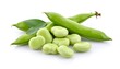 © hi - Fresh green broad beans on white background