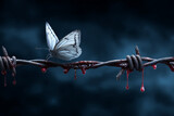 butterfly on barbed wire