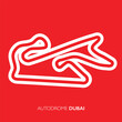© ink drop - Dubai circuit, UAE. Motorsport race track vector map