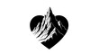 © afgan - Monochromatic mountain peak silhouette nestled within a heart shape conveying enduring love