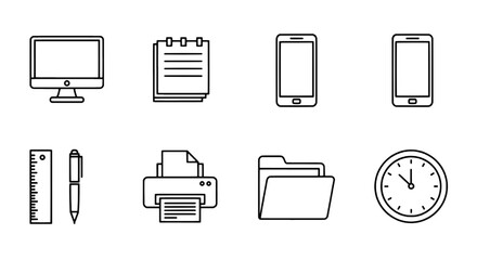 Essential Office Icons Computer, Smartphone, and More