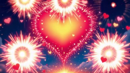 Fireworks heart display