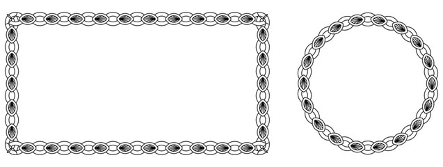 Wall Mural - Elegant black and white frame designs with leaf-like patterns for versatile use