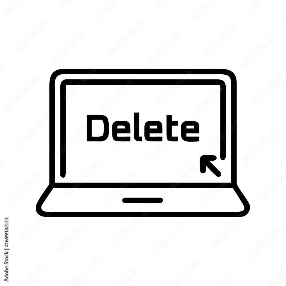 Laptop Device Showing Delete Button Icon for Web and Graphic Design ...