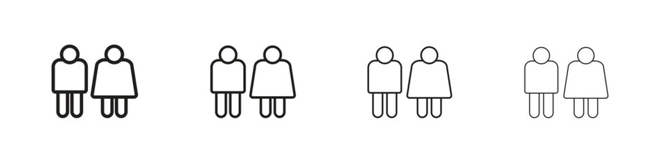 Man and woman icon line design. thin line vector icon set.