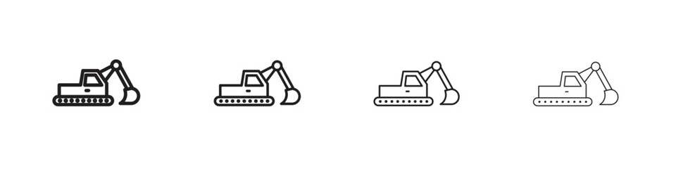 Excavator icon line design. thin line vector icon set.