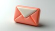 © Abil - 3D rendered coral-pink envelope icon isolated on white background.