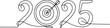 © MUZIHID CREATION - Continuous line drawing of the year 2025 with a bullseye target