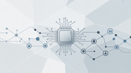Modern technology cpu circuit board design for computer engineering and data processing innovation concept