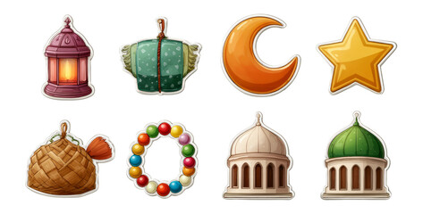 Colorful Isolated Illustrations of Decorative Objects for Various Uses