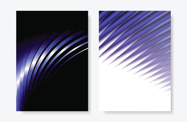 Wall Mural - Glass gradient poster design vector set. Minimalist card template with vibrant rippled glass effect on dark background. Illustration for website, social media, banner, cover, ads.