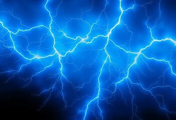 Wall Mural - Electric blue abstract fractal lightning bolts, energy streaks , lightning, dynamic