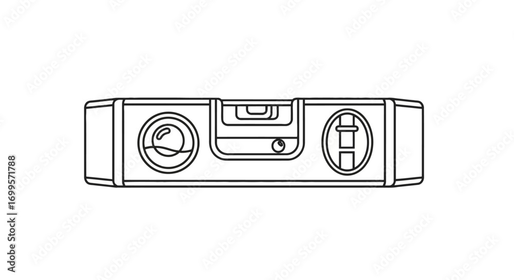 Simple line drawing of a spirit level instrument, a symbol of accuracy ...