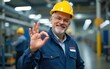 © car - Portrait of senior industry worker standing in facility and gesturing okay at the camera. High quality