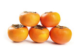 Fresh Ripe Persimmons on White Background - Healthy Organic Fruit