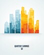 © Wan - Quarterly earnings infographic showcasing vibrant city skyline with blue and orange skyscrapers, representing financial growth and analysis