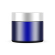 © Nika - Vector illustration of a blue cosmetic jar with metallic cap isolated on white background. Perfect for skincare packaging, branding, mockups, product design, beauty and healthcare projects