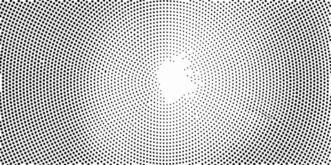 Concentric black dots forming a radial pattern on a white background with a central white space