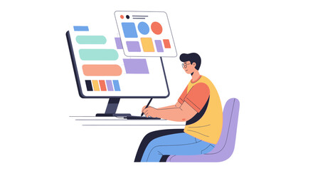 Young Male Designer Working on a UI UX Project.