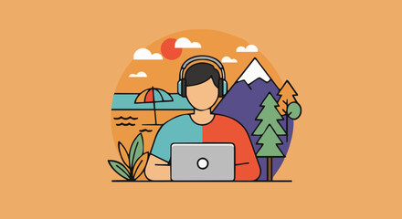 Vector illustration digital nomad