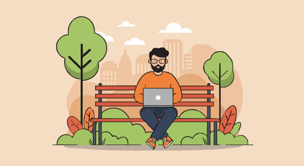 Vector illustration digital nomad