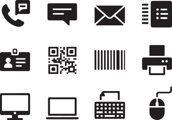 Communication icons for business, technology, and office needs