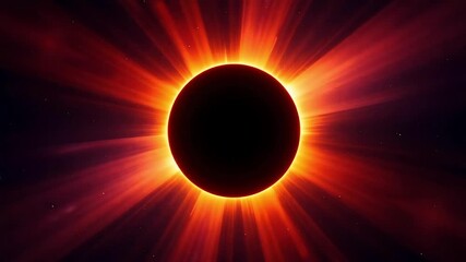 Wall Mural - Stunning Solar Eclipse Digital Art Video with Radiating Beams and Vibrant Color Transitions for Abstract Backgrounds and Creative Projects
