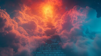 Wall Mural - a vibrant sunset illuminates the clouds beautifully. feel the ethereal atmosphere. explore your imag