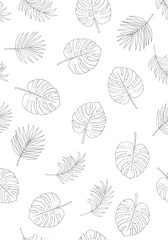 Naklejka na meble Abstract botanical pattern of delicate leaves scattered across white background