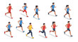 © Ophelia - Diverse group of runners in motion captured in isometric style
