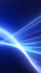 Poster - abstract glowing blue energy flow resembling a fluid stream over a dark background