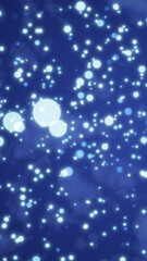Wall Mural - soft glowing blue bokeh lights scattered across a deep blue background, creating a dreamy night atmo