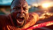 ©  Shomixer - A determined athlete captures the essence of victory as he bursts through the finish line, showcasing raw emotion and physical prowess in an exhilarating moment.