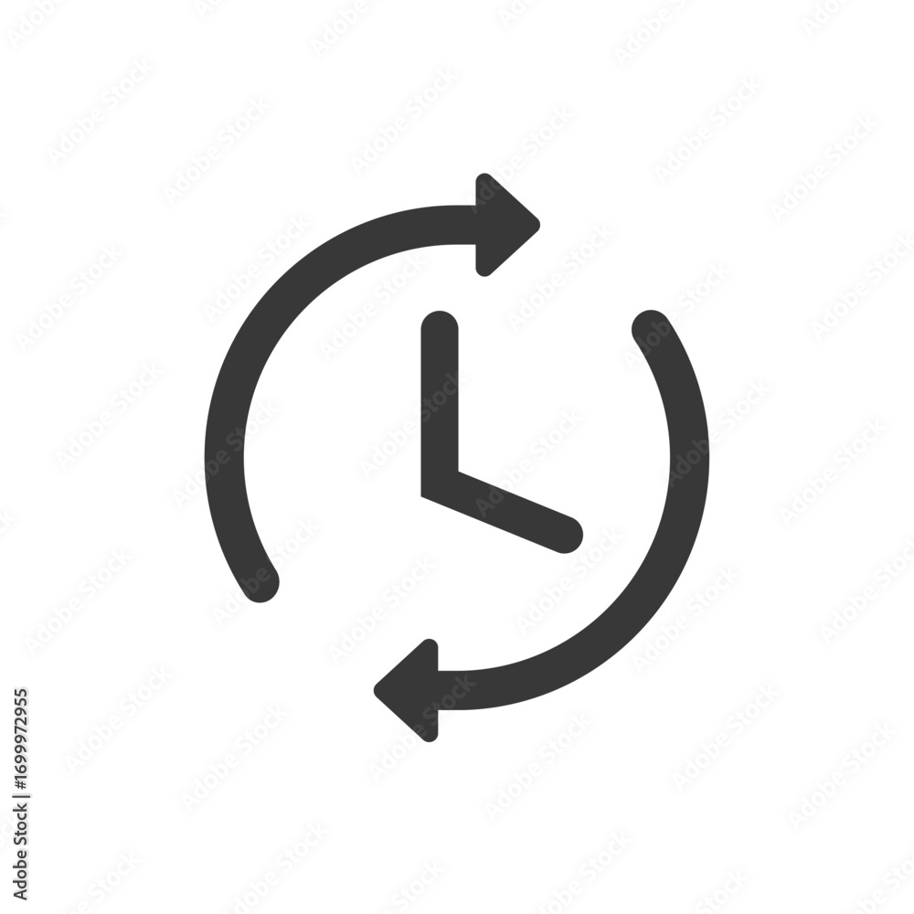 Time clock backup refresh icon vector graphic line stroke outline art ...