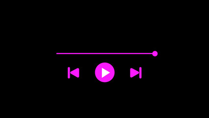Music or video play bar icon. Modern UI Design Element for Music App Design with Pause, Play, Skip, Favorite, Queue Buttons.