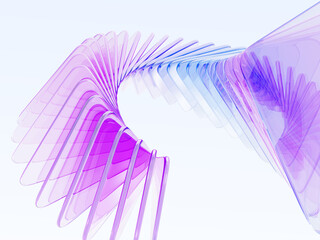 Wall Mural - abstract 3d background with row of glass holographic transparent triangle plate shapes render. digit