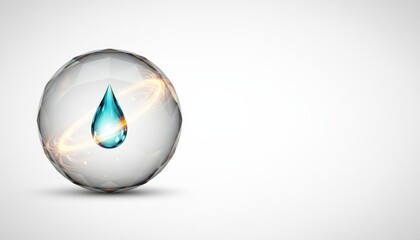 Wall Mural - Abstract Glass Sphere with Glowing Effects and Droplet Containing Water for Upscale Visual Designs and Creative Projects