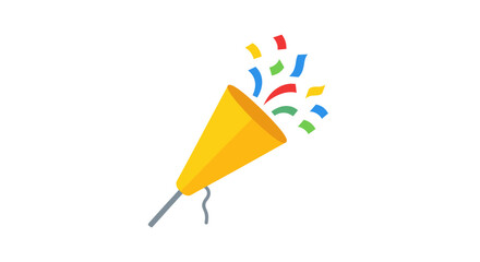 Exploding Party Popper with Colorful Confetti Celebration.