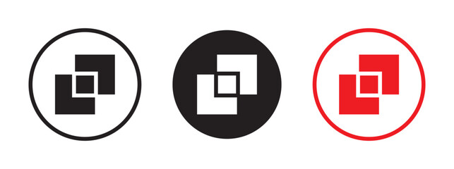 Object intersect icon for logo, vector sign symbol for design. triangles vector flat illustration icon - Borromean rings version black symbol isolated on. Simple element illustration. outline and flat