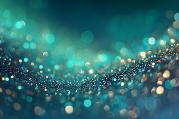 Wall Mural - stunning abstract aesthetic teal, white, and gold bokeh background with glittering particles