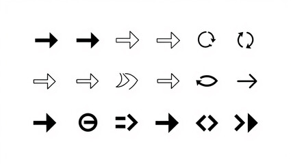 Black arrow icon set isolated on white background for web and app design