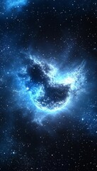 Wall Mural - a stunning deep space blue nebula with twinkling stars and a dark cosmic background view