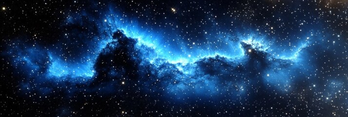 Wall Mural - vibrant blue nebula illuminates the cosmic space, a stunning display of stars and galactic wonders