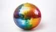 © JamesS - rainbow disco ball isolated white background flat lay