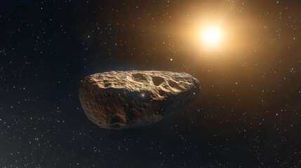Wall Mural - incredible view of a giant dark asteroid drifting through the expansive depths of space