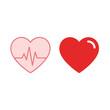 © Amirul - A pair of stylized heart icons, featuring a pink heart with an ECG pulse line and a solid red heart.