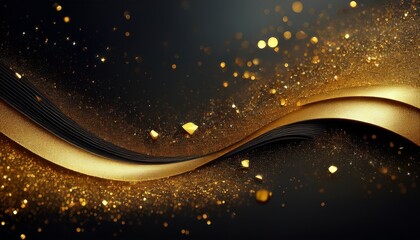 Wall Mural - abstract black gold glitter scattered radiant shine visual glamour
